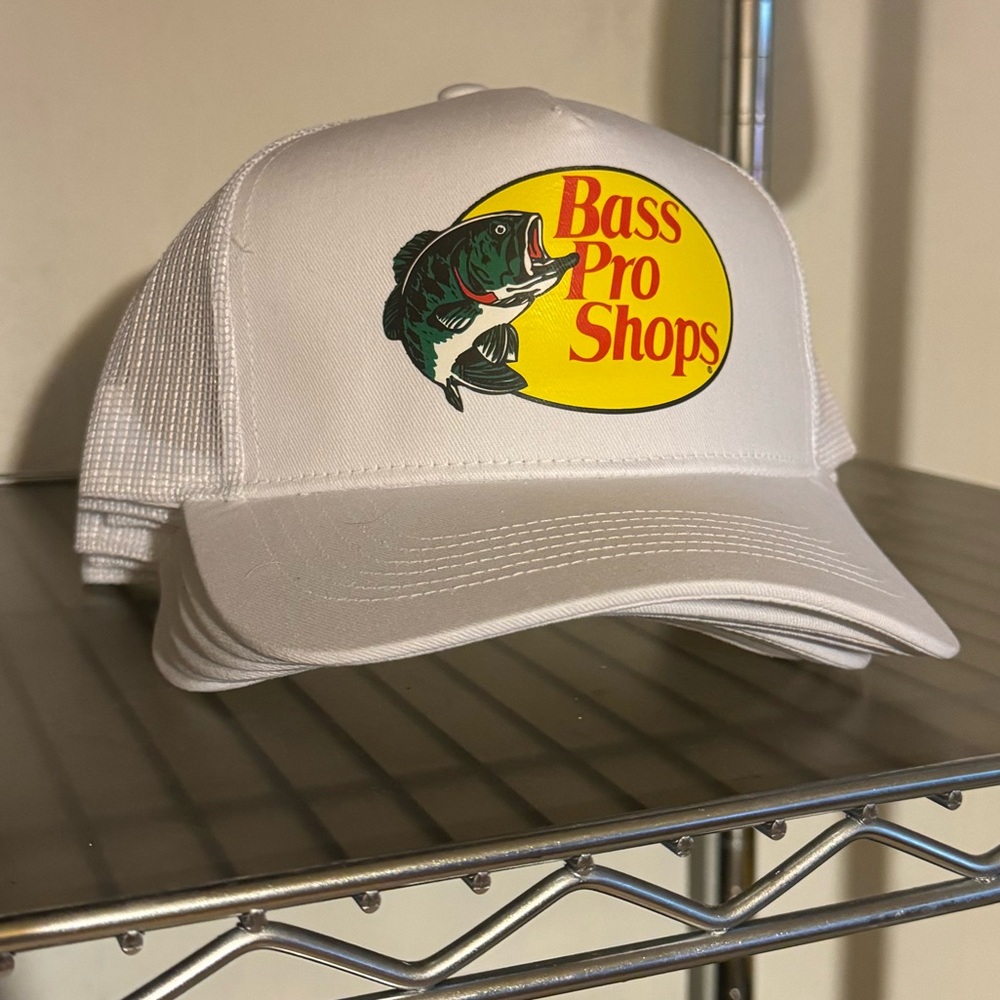 NWT Bass Pro Shop Mesh Back Trucker Hat - White OSFM